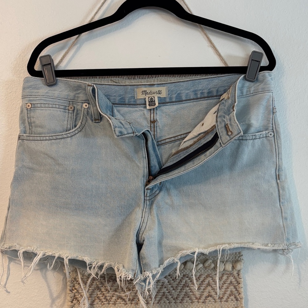 Madewell Light Wash Relaxed Fit High Waist Denim Jean Shorts